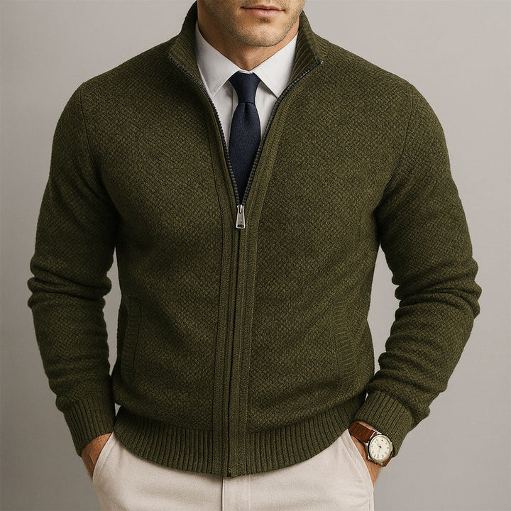 Laurent | Zip-Up Merino Wool Cardigan