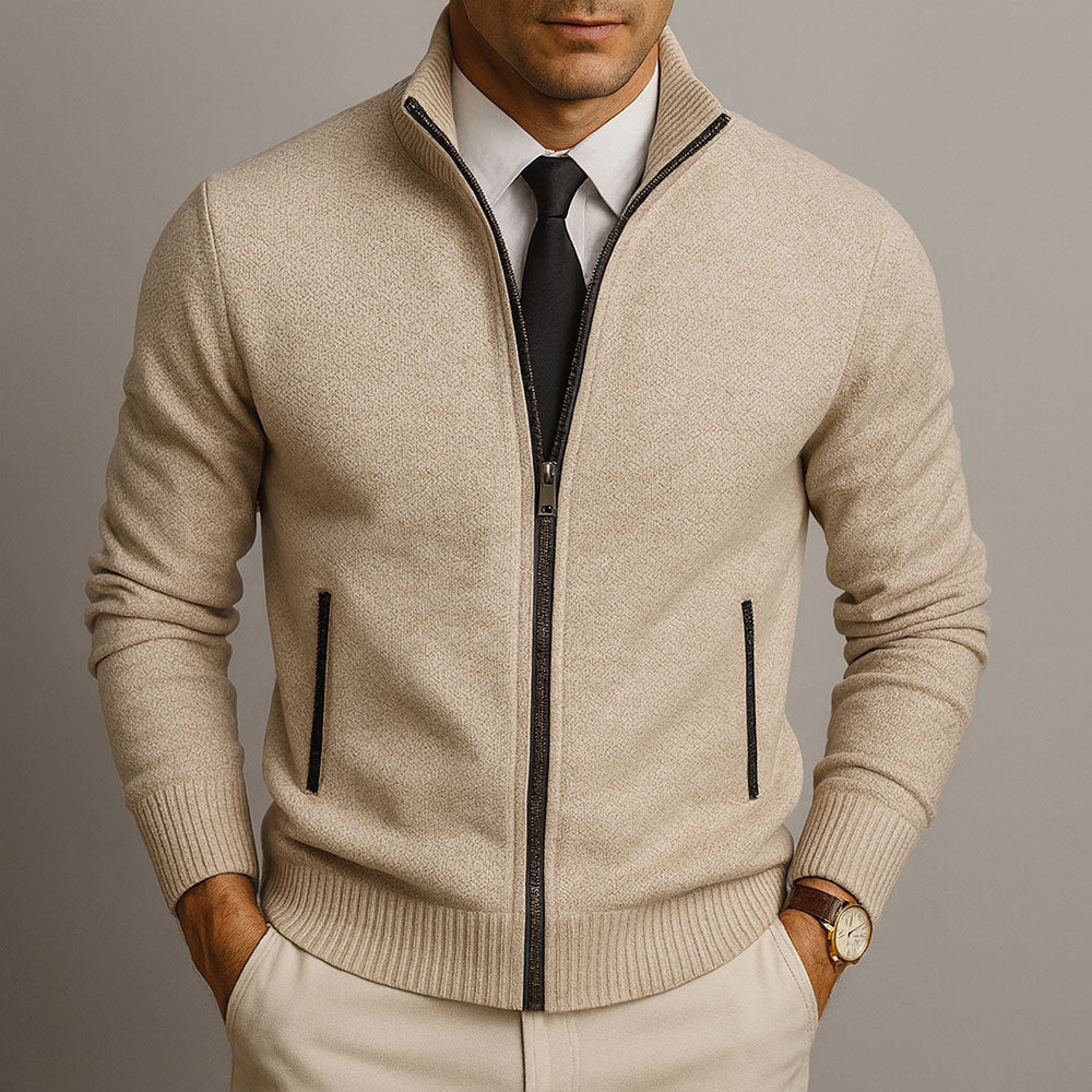 Laurent | Zip-Up Merino Wool Cardigan
