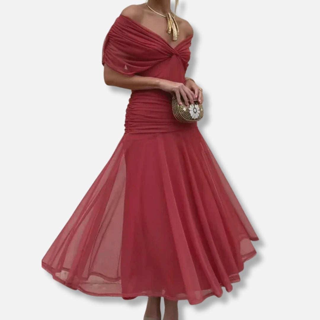 Lunelle - Elegant Dress With V-Neckline