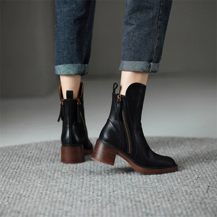 Novessa™ - Leather Ankled Boots