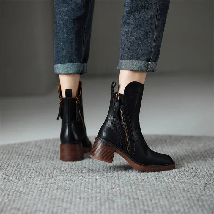 Novessa™ - Leather Ankled Boots
