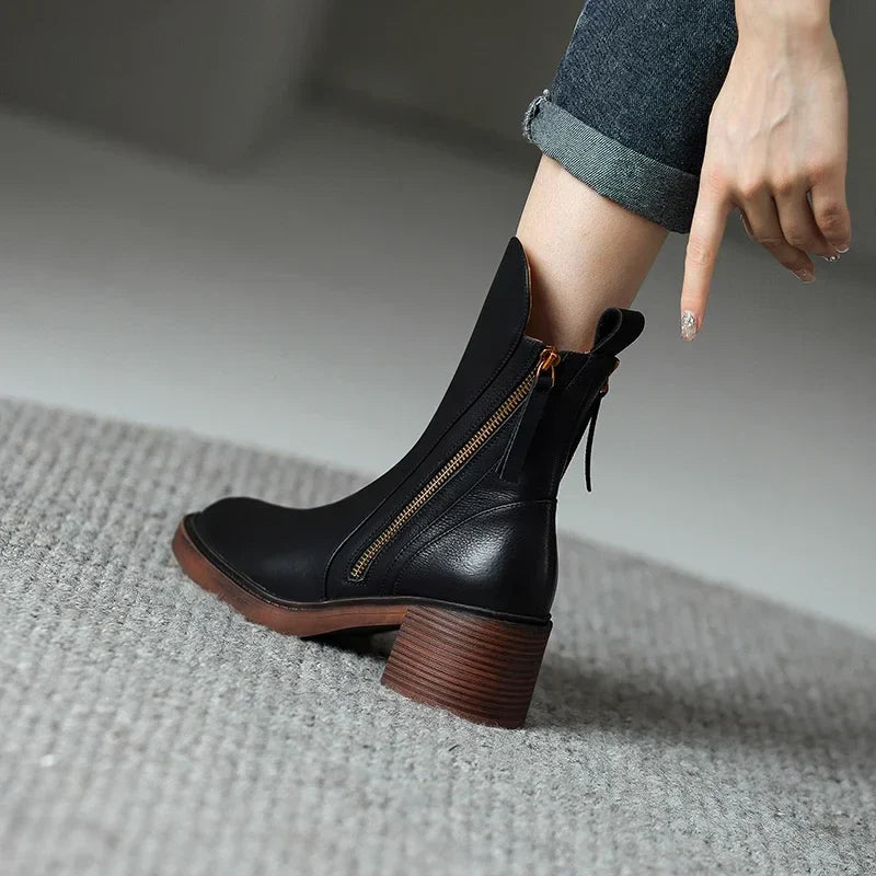 Novessa™ - Leather Ankled Boots