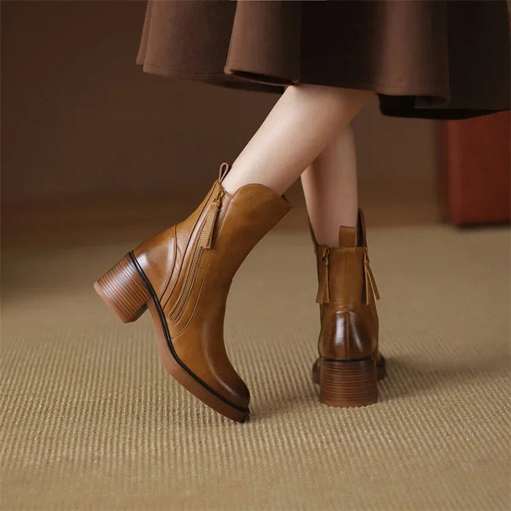 Novessa™ - Leather Ankled Boots