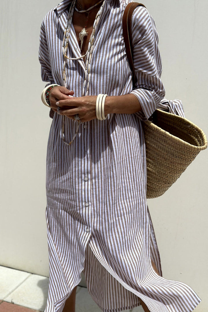 SOPHIA - Stylish Striped Shirt Dress