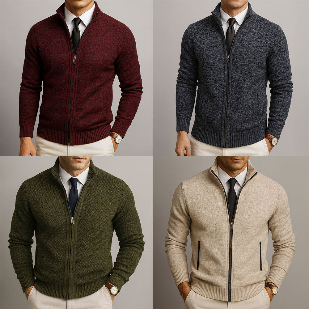 Laurent | Zip-Up Merino Wool Cardigan
