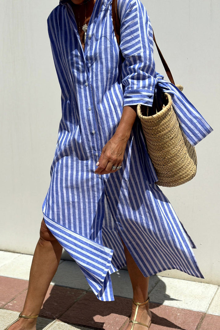 SOPHIA - Stylish Striped Shirt Dress
