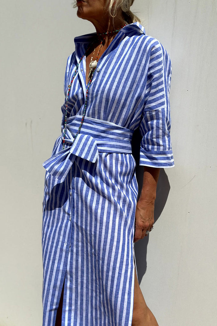 SOPHIA - Stylish Striped Shirt Dress