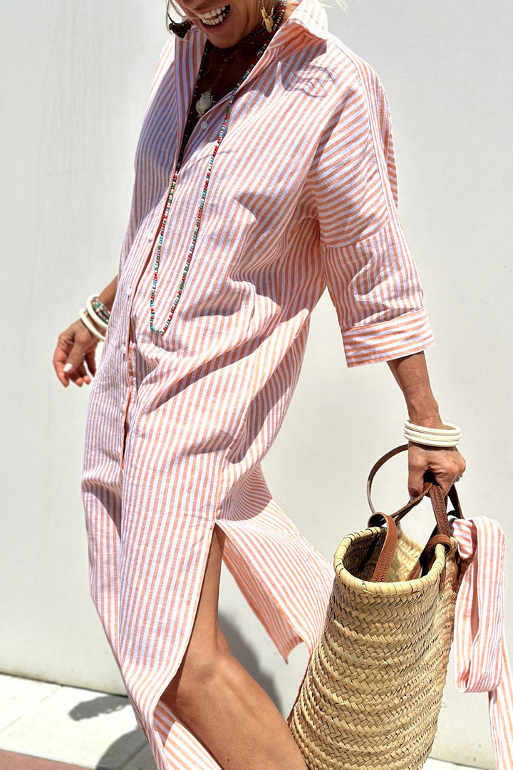 SOPHIA - Stylish Striped Shirt Dress